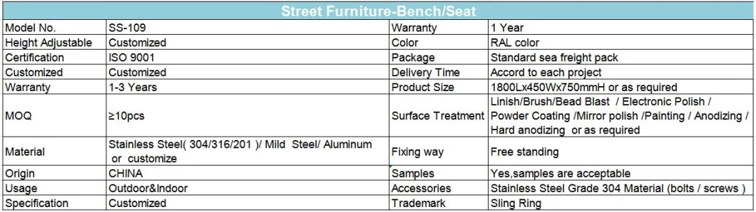 Hot Sale Outdoor Metal Chair Bench with Arms