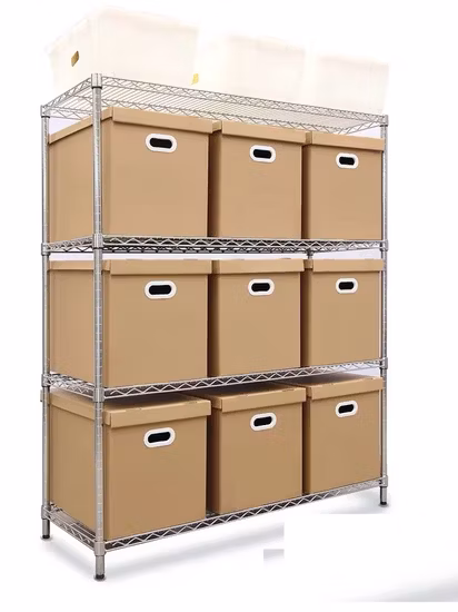 Estantes de fio de aço cromado para serviços pesados ​​de rack de armazenamento comercial Wlt de 4 séries